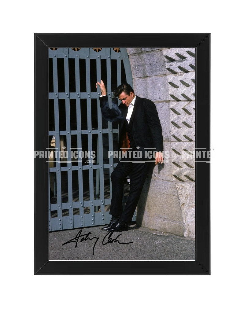 A stunning printed photo featuring the printed autographs of Johnny Cash. Framing Available. A great gift for any Johnny Cash fan.