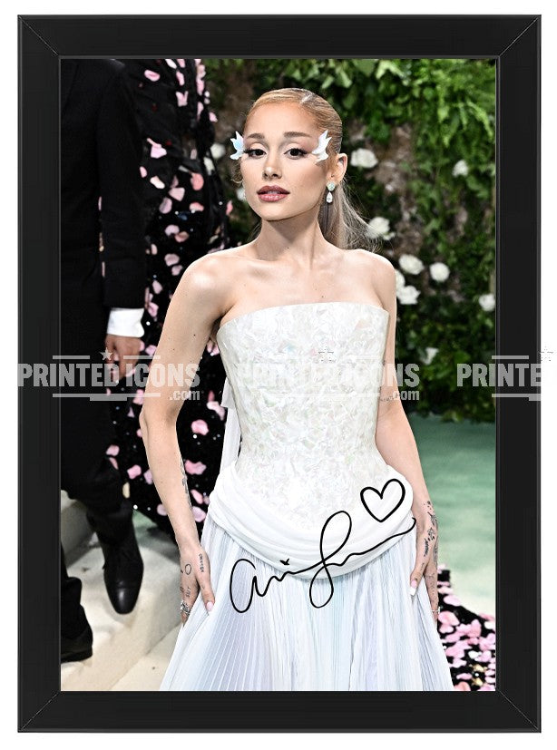 Framed Ariana Grande signed photo print with reproduced autograph