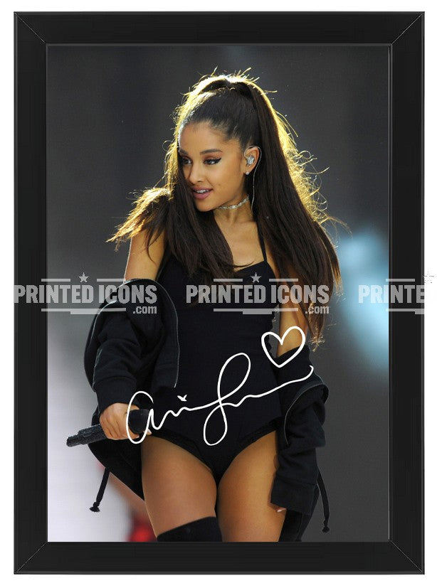 Framed Ariana Grande signed photo print with reproduced signature