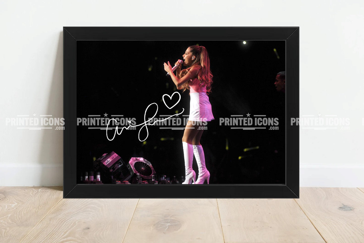 Ariana Grande framed concert print displayed as music wall art