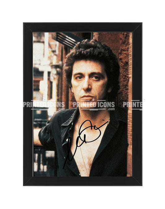 Al Pacino signed photo print with printed autograph in black frame