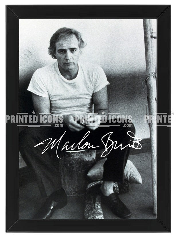 Framed Marlon Brando autograph photo print Hollywood movie memorabilia