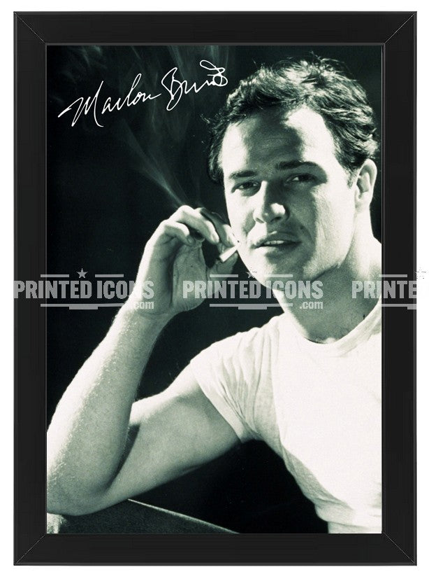 Marlon Brando signed photo print displayed as framed Hollywood wall art