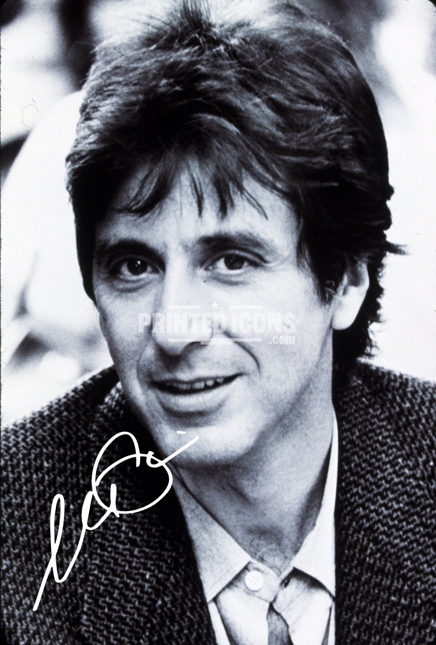 Al Pacino monochrome portrait print featuring printed autograph