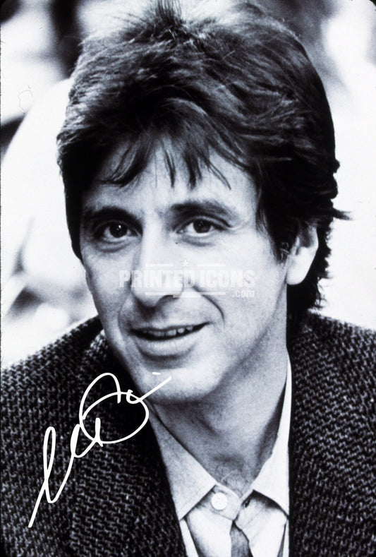 Al Pacino monochrome portrait print featuring printed autograph