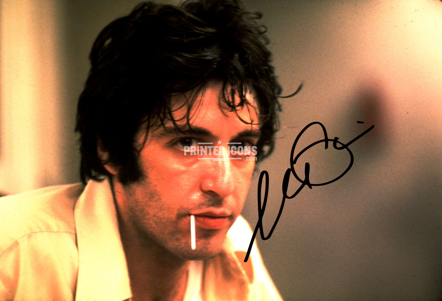 Al Pacino portrait photo print featuring printed autograph