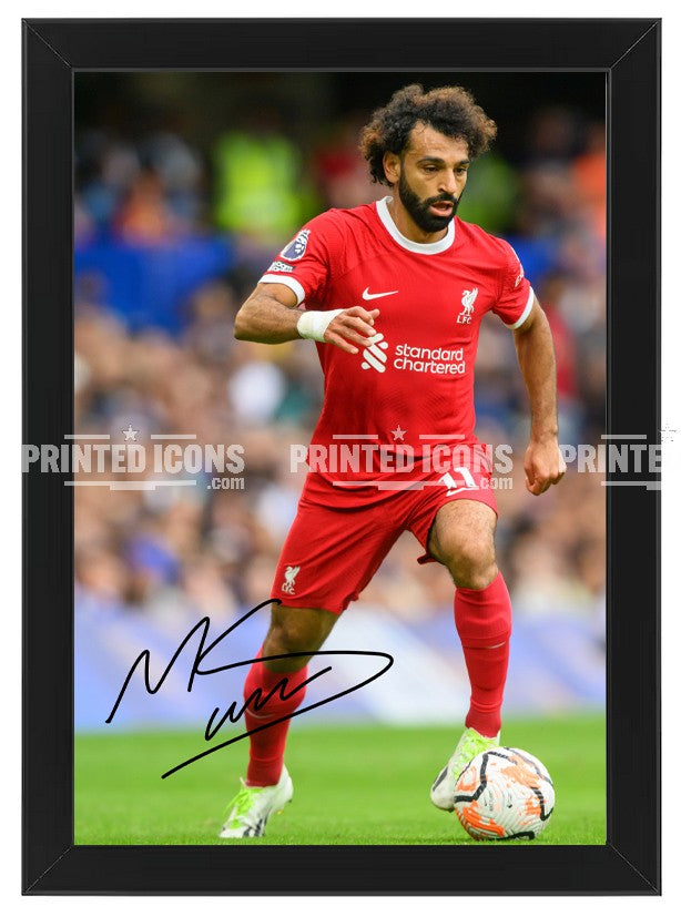 Framed Mohamed Salah autograph photo print Liverpool football memorabilia