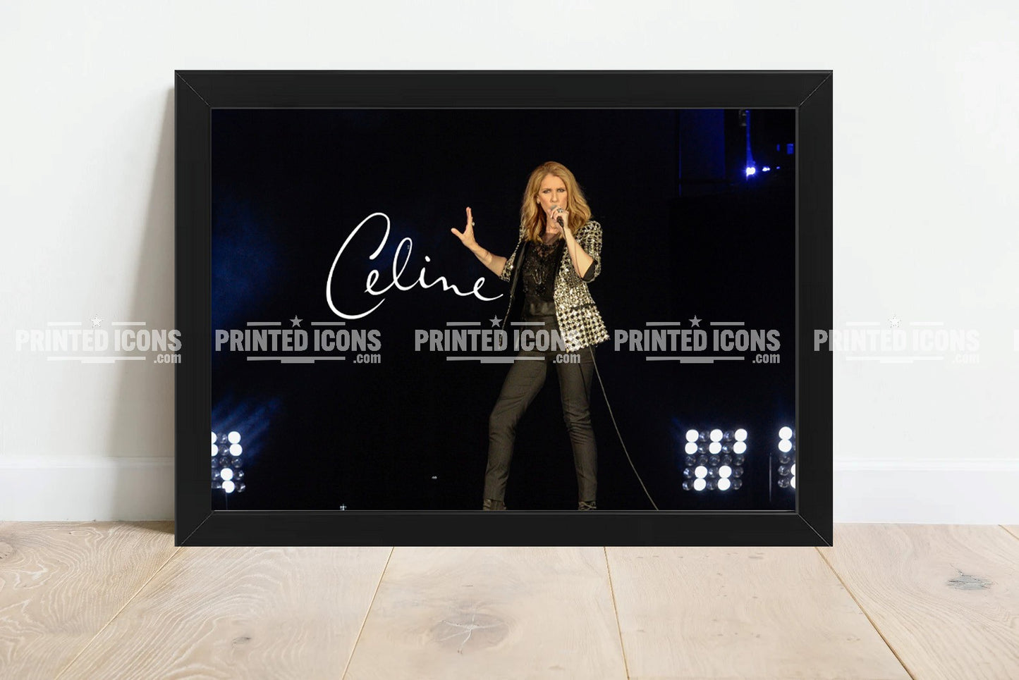 Celine Dion signed concert photo print displayed as music wall art