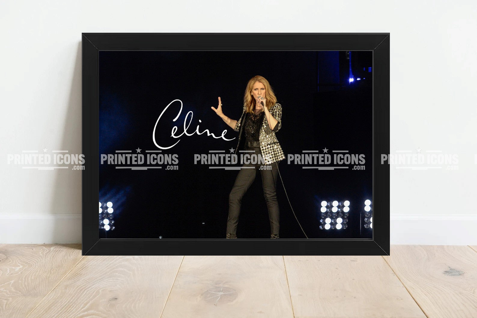 Celine Dion signed concert photo print displayed as music wall art
