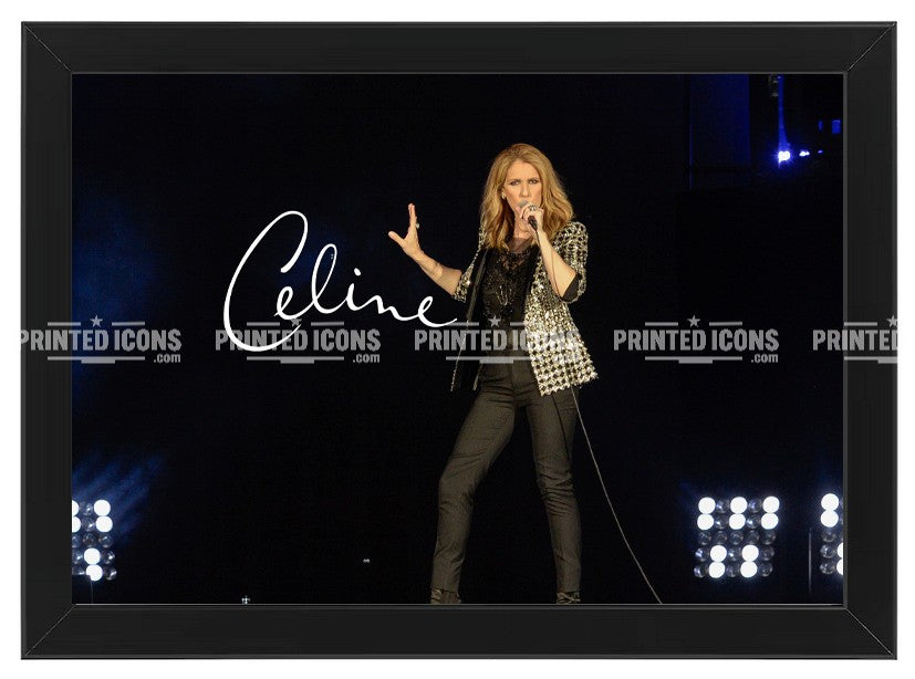Framed Celine Dion autograph photo print live music memorabilia