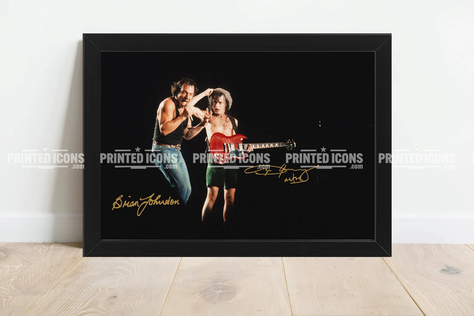 AC/DC signed photo print displayed as classic rock music wall art