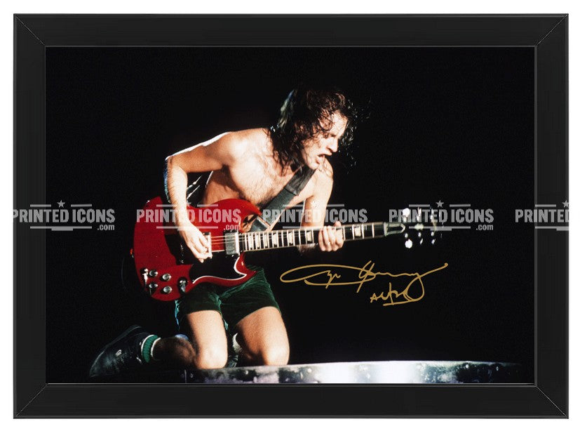 Framed Angus Young autograph photo print AC/DC rock memorabilia