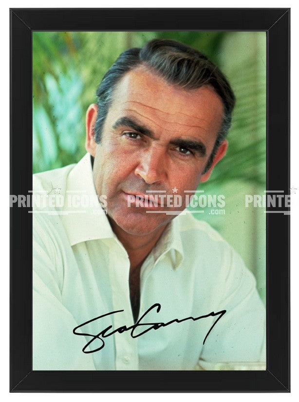 Sean Connery signed photo print displayed as classic movie wall art