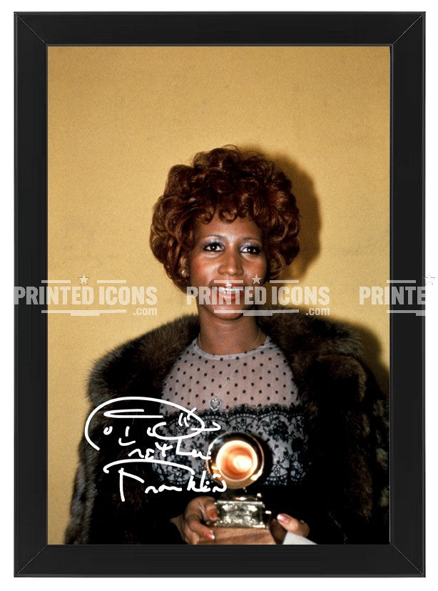 Aretha Franklin autograph photo print Queen of Soul music wall art