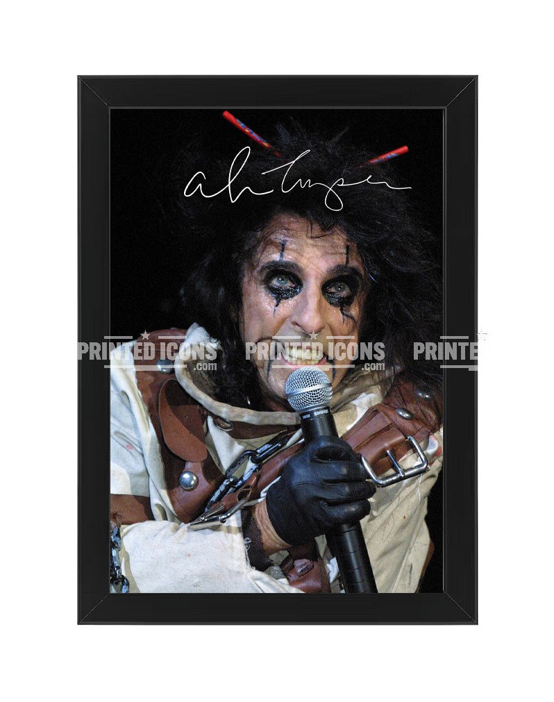 Alice Cooper autograph photo print rock music memorabilia in black frame