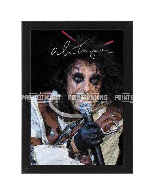 Alice Cooper autograph photo print rock music memorabilia in black frame