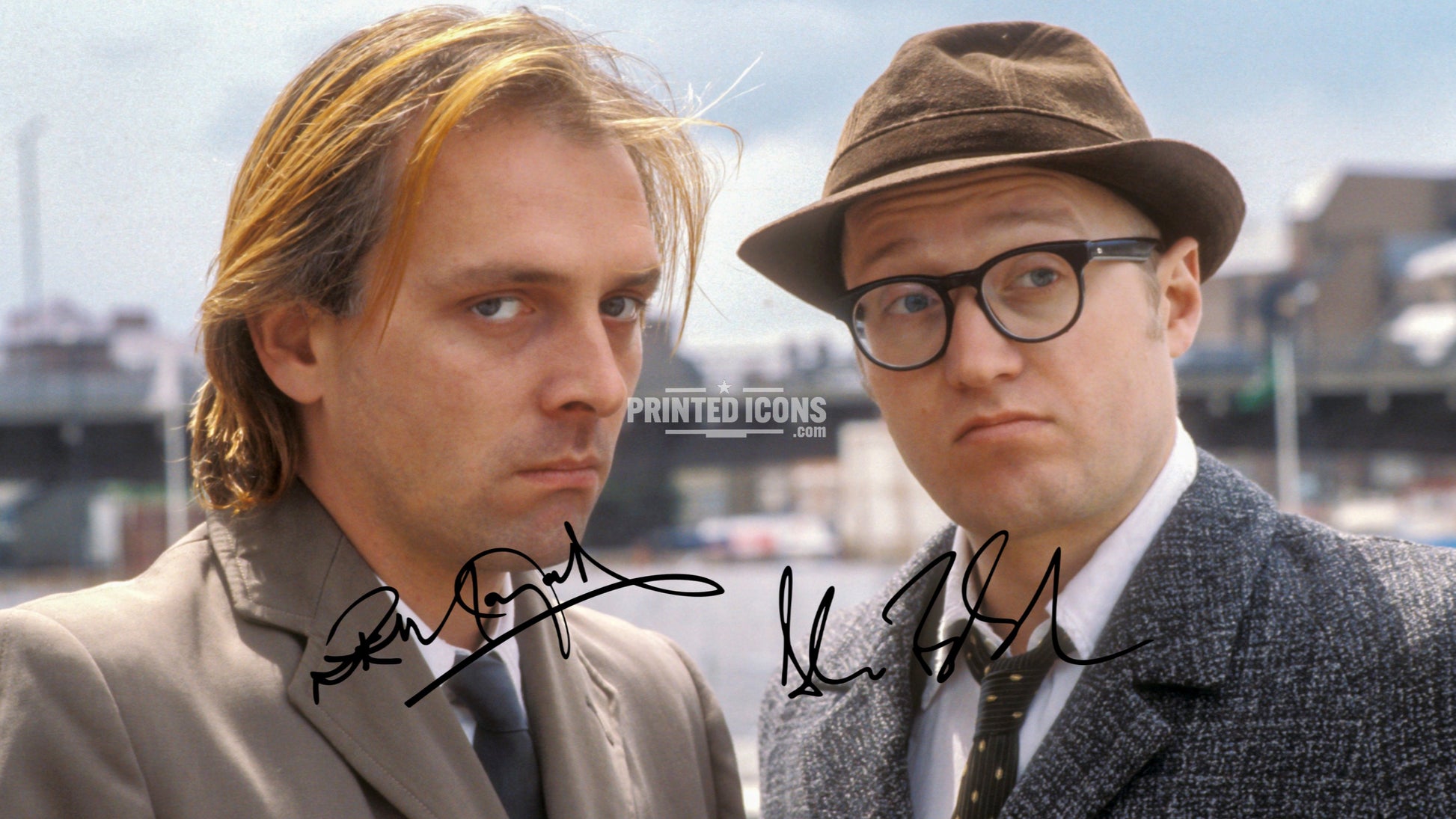 Rik Mayall and Ade Edmondson signed photo print from Bottom with printed autographs