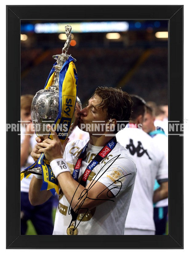1. Framed Gianni Alioski Leeds United 2019/20 champions signed photo print
