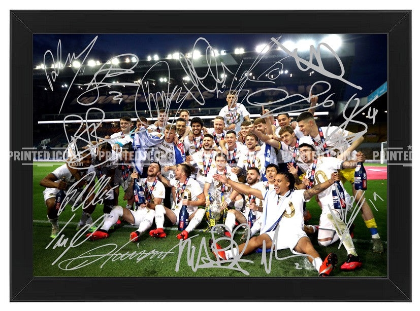 Framed Leeds United Championship winners team autograph print