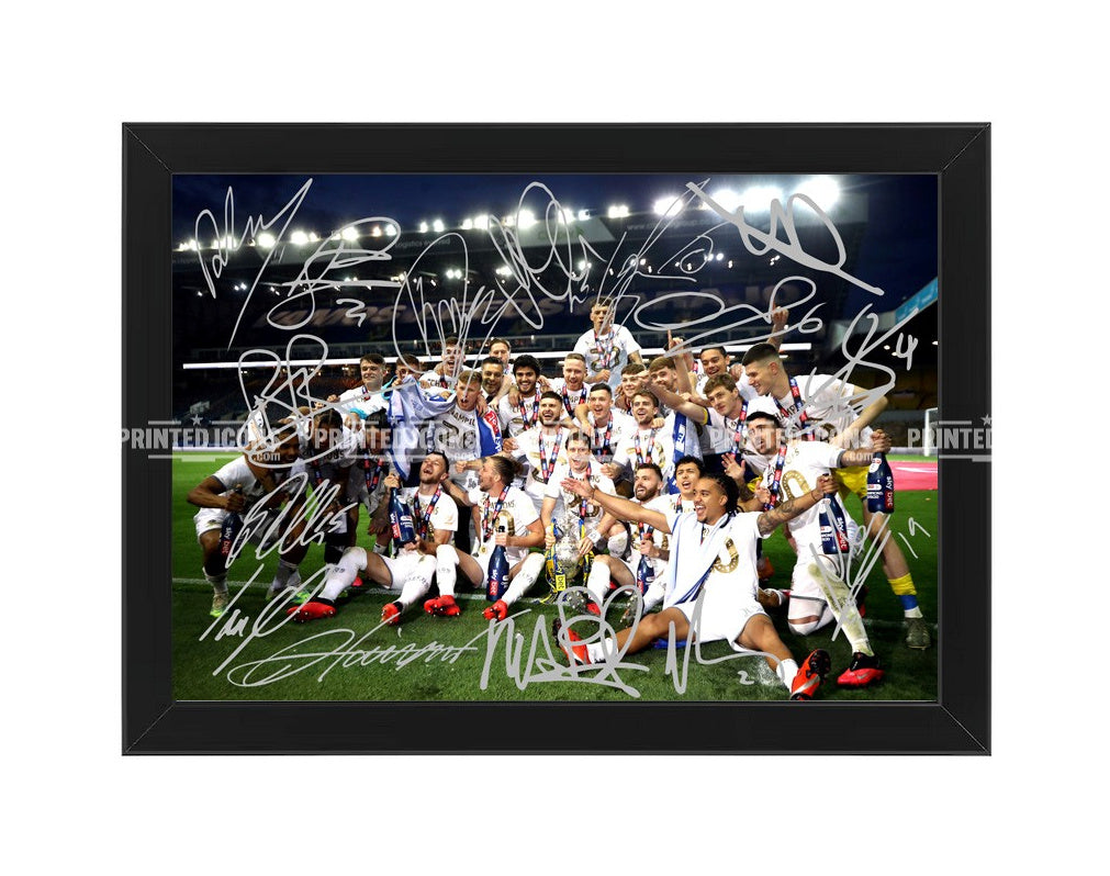 Leeds United 2019/20 Champions signed team print with squad autographs