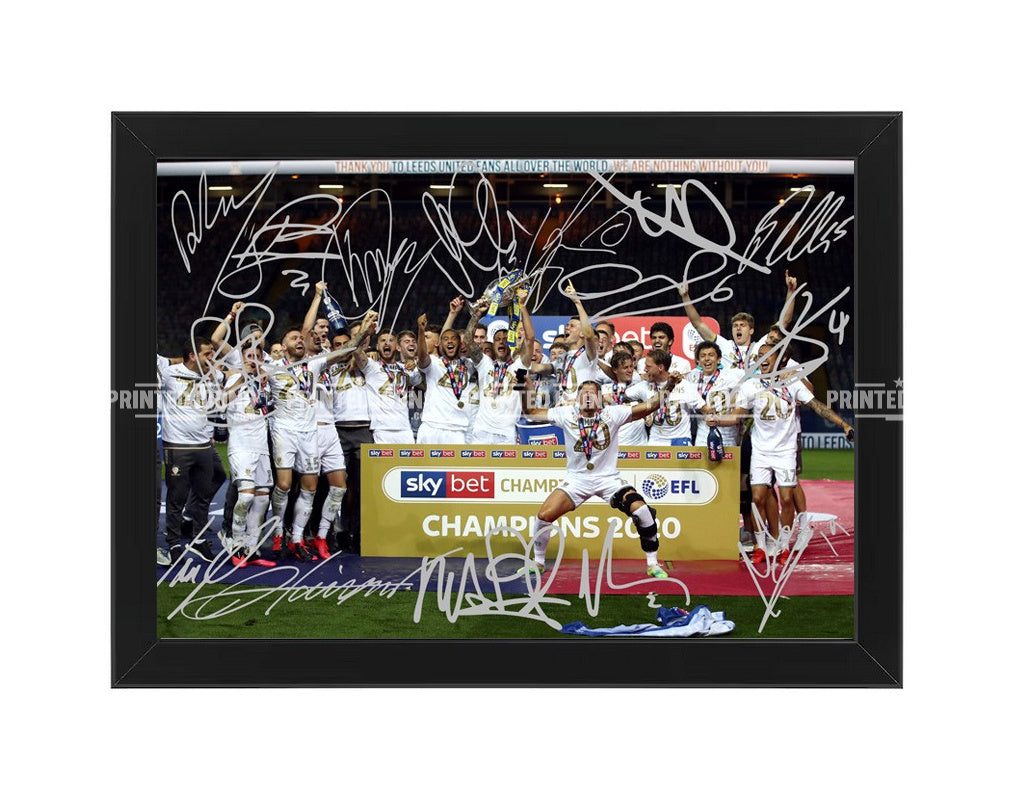 Leeds United Champions 2020 signed team print with squad autographs