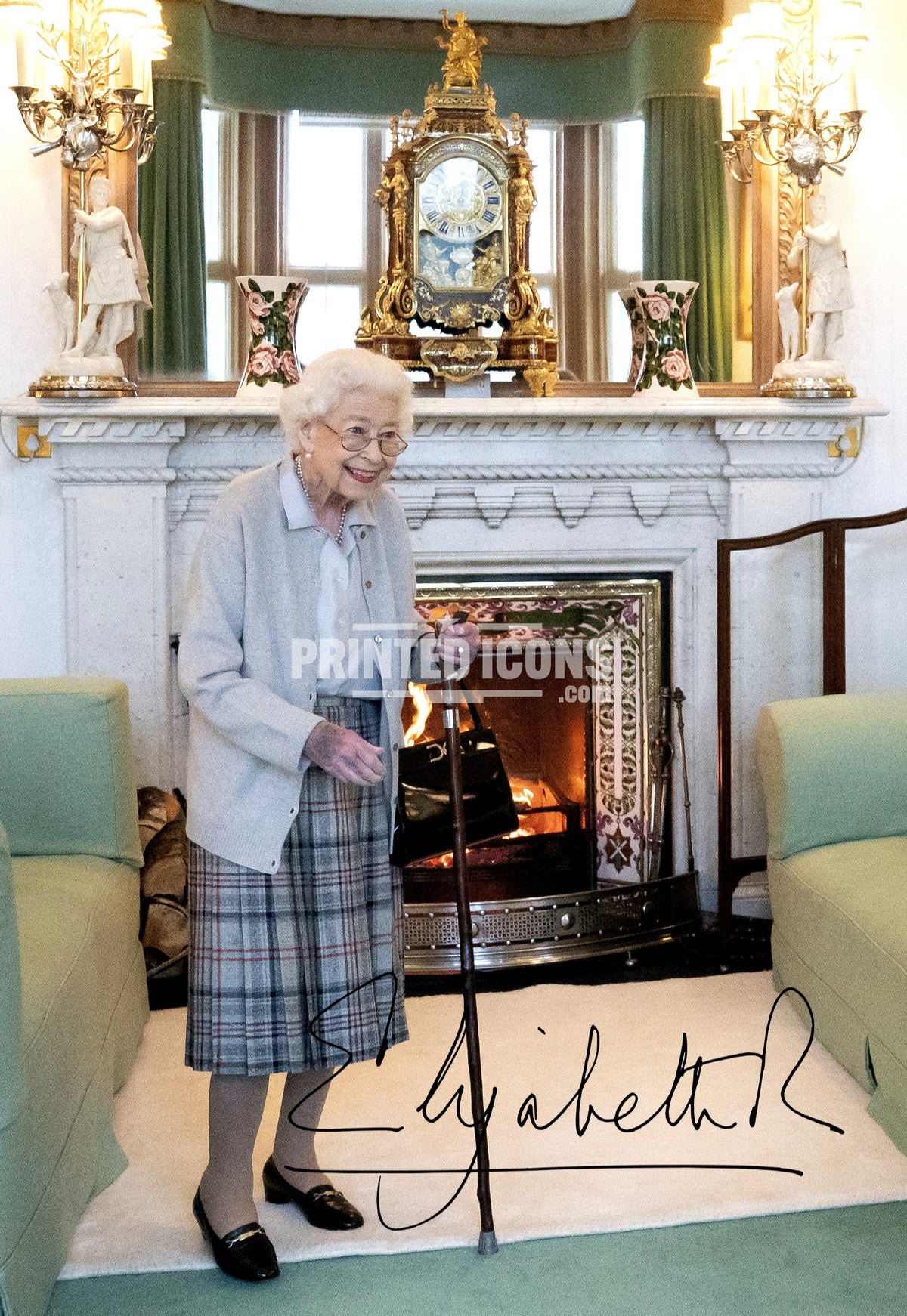 Queen Elizabeth II Balmoral Castle photo with printed signature