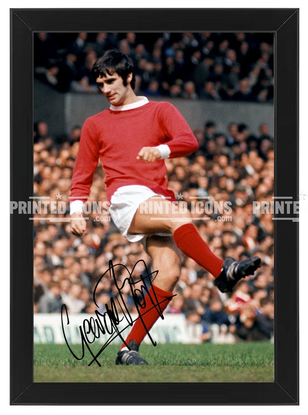1. George Best framed signed print Manchester United gift