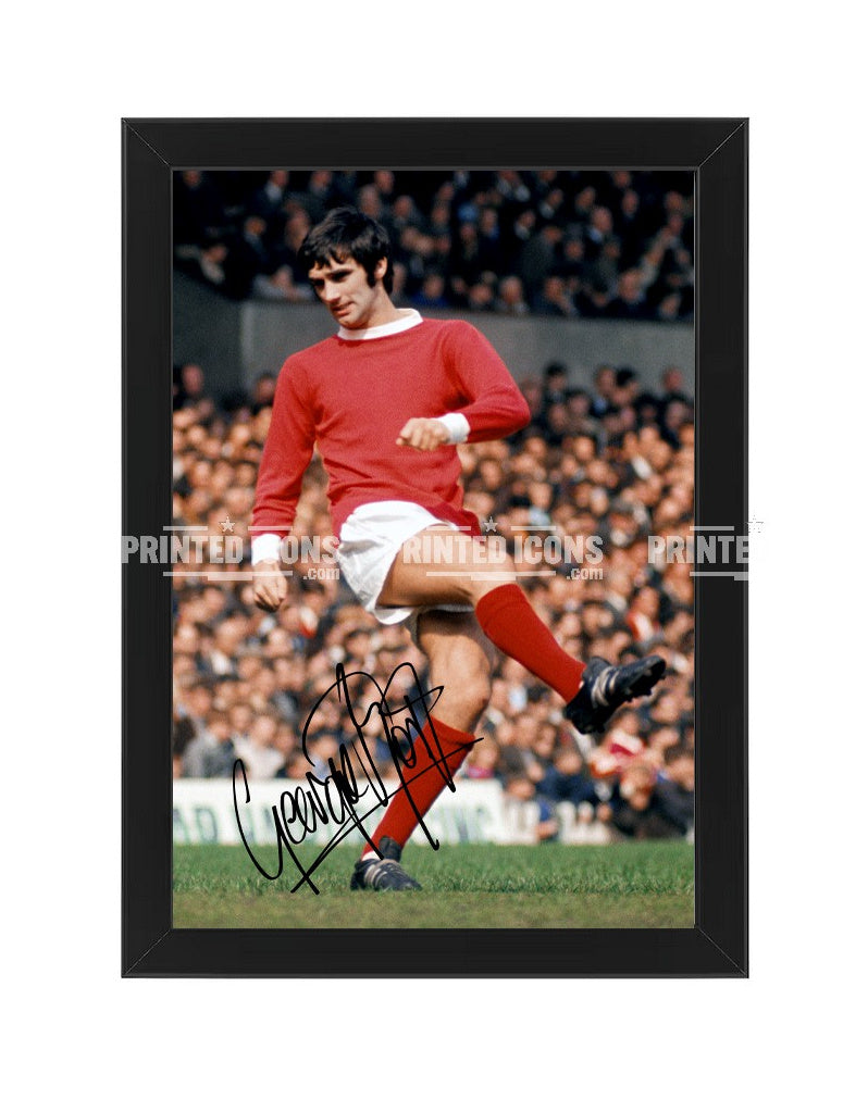Framed George Best Manchester United autograph photo print