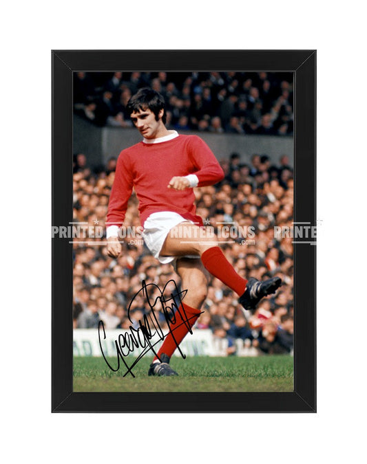 Framed George Best Manchester United autograph photo print