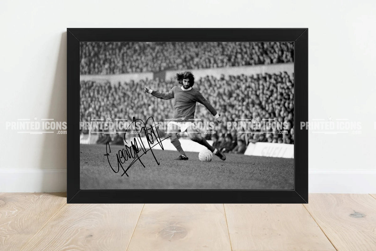 1. George Best framed football print Manchester United legend