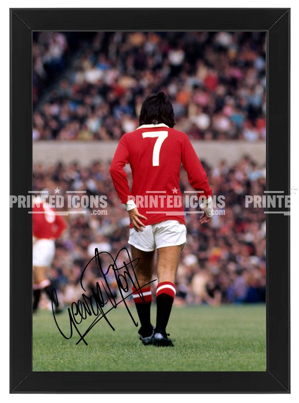 Framed George Best number 7 Manchester United autograph print