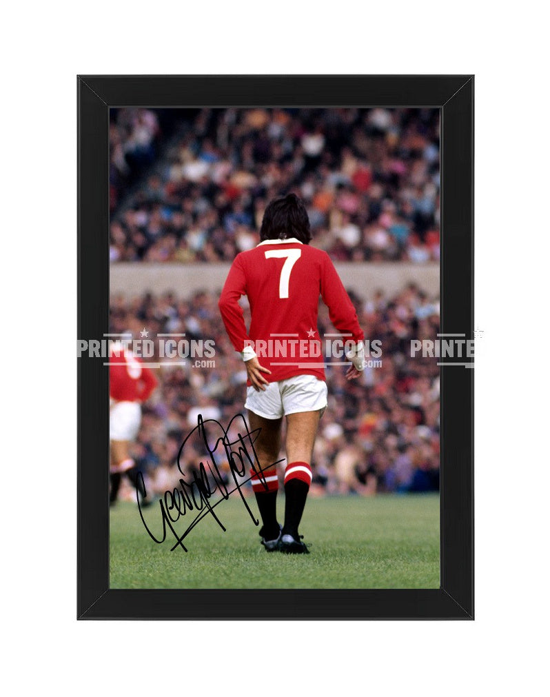 George Best No. 7 signed Manchester United photo print in black frame