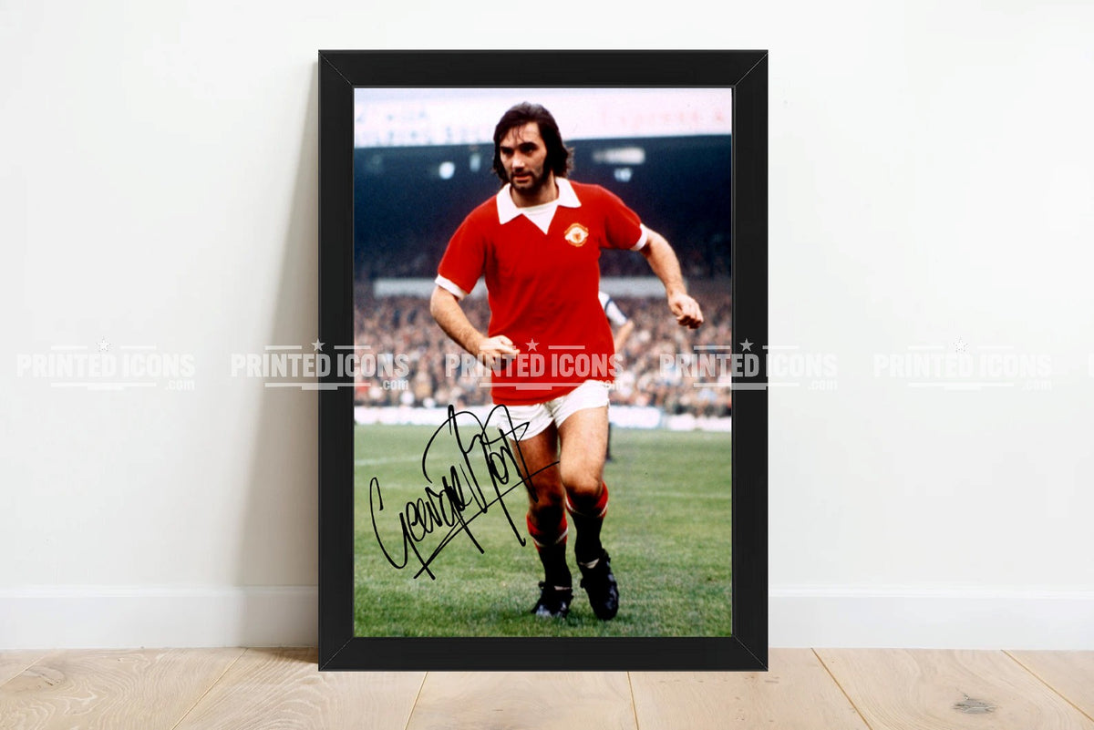 George Best signed Manchester United photo print in black frame