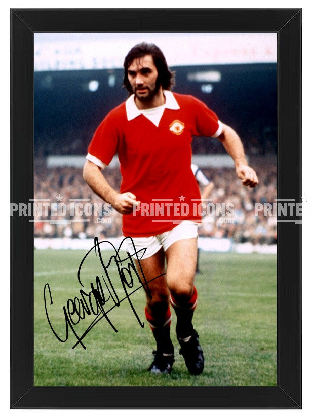 George Best signed print Manchester United legend football wall art