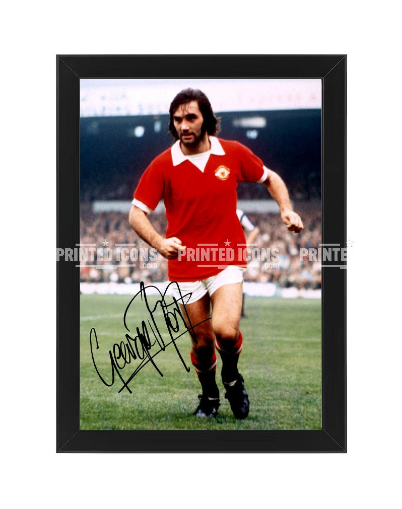 Framed George Best Manchester United legend autograph print