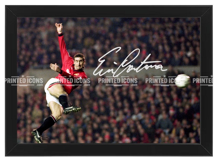 Eric Cantona signed Manchester United volley photo print in black frame