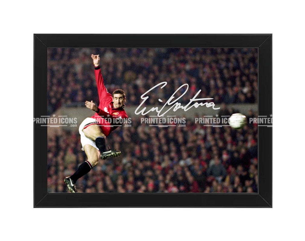 Eric Cantona signed Manchester United volley photo print in black frame