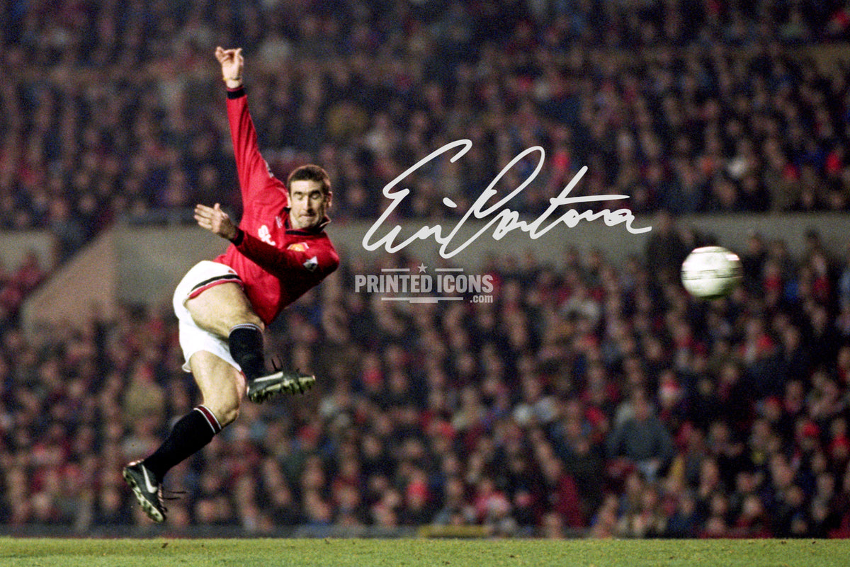 Eric Cantona printed autograph Manchester United action photograph