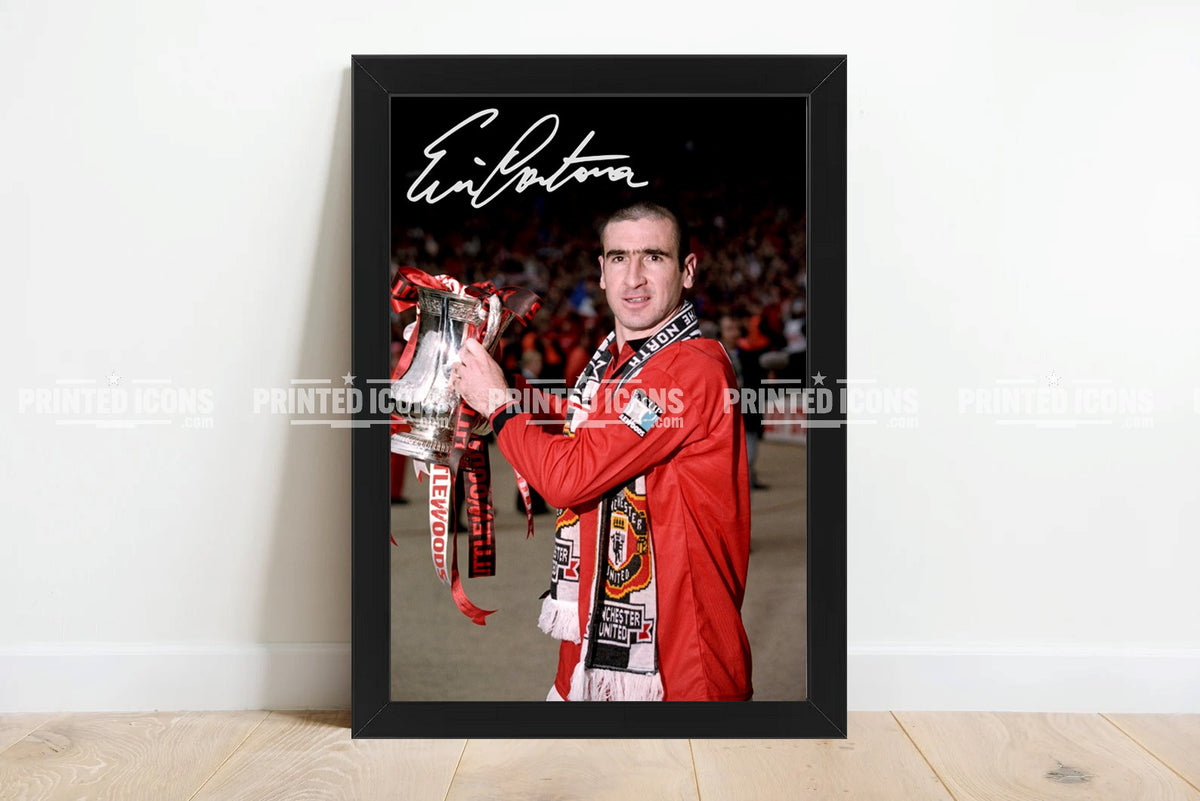 Eric Cantona FA Cup signed print Manchester United wall art
