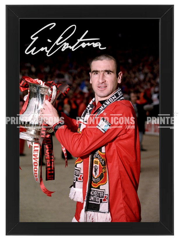Framed Eric Cantona FA Cup Manchester United autograph print