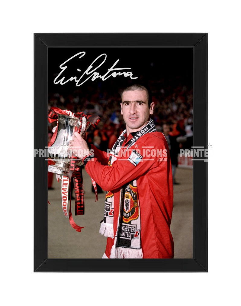 Eric Cantona FA Cup signed Manchester United photo print in black frame