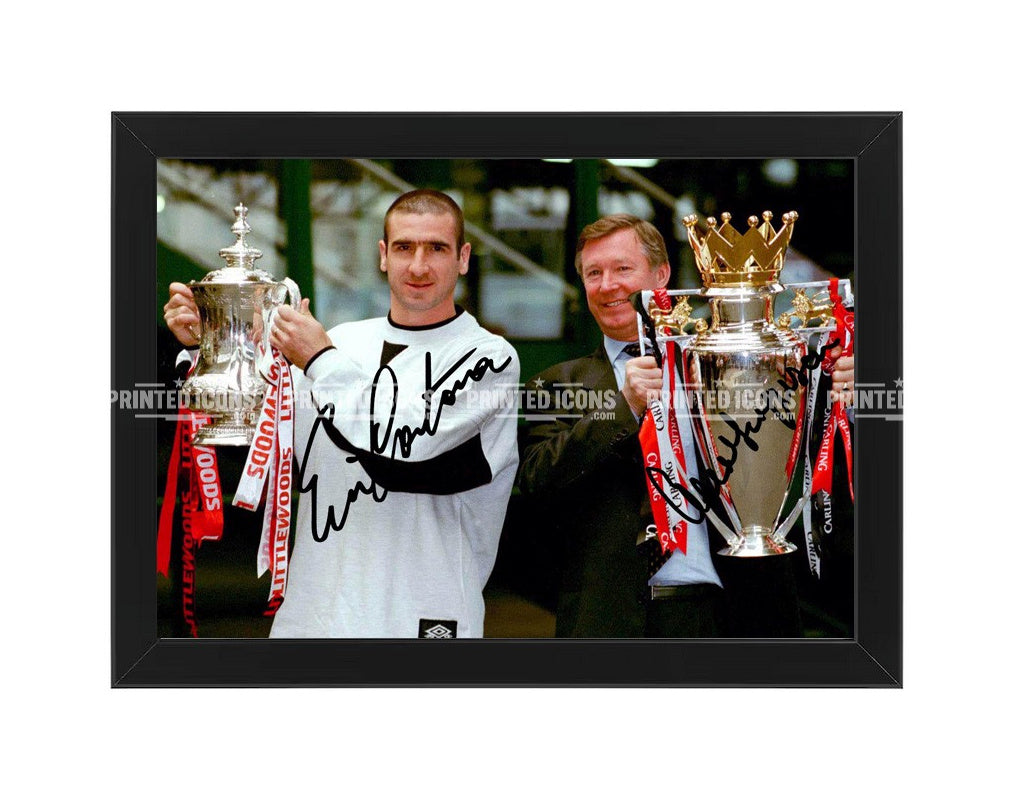 Framed Cantona and Ferguson Premier League and FA Cup autograph print