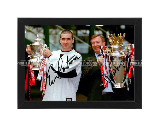 Framed Cantona and Ferguson Premier League and FA Cup autograph print