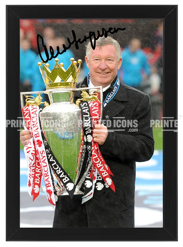Framed Sir Alex Ferguson Manchester United trophy memorabilia print