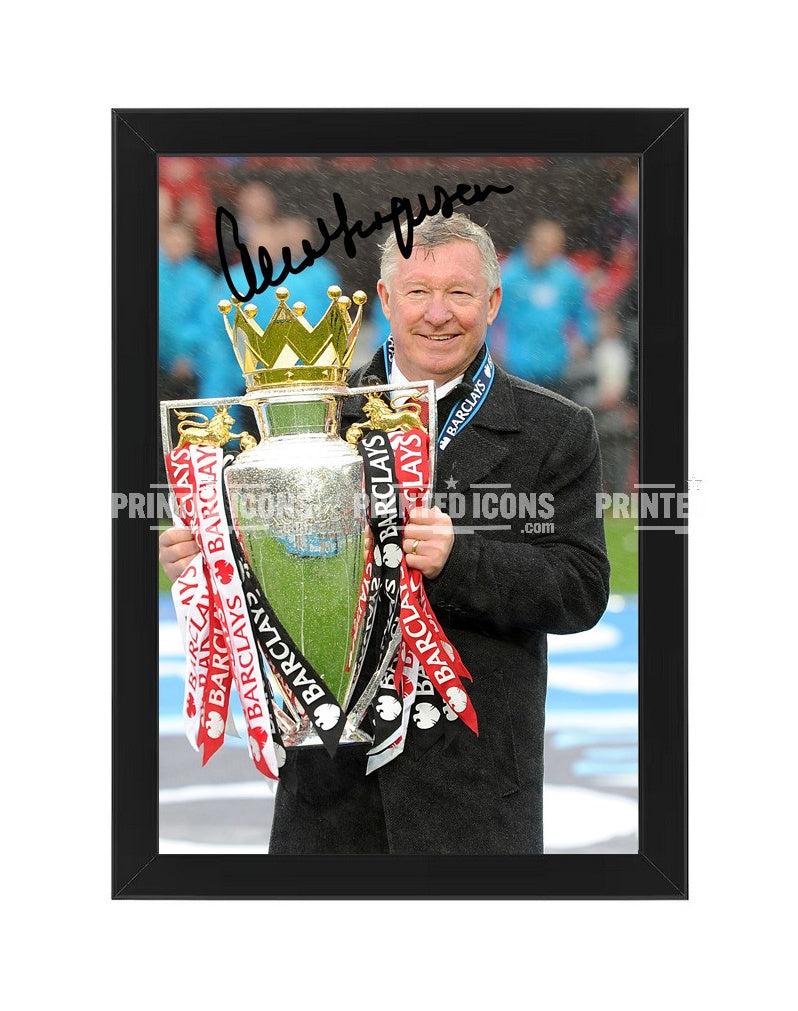 Framed Sir Alex Ferguson Premier League trophy football print
