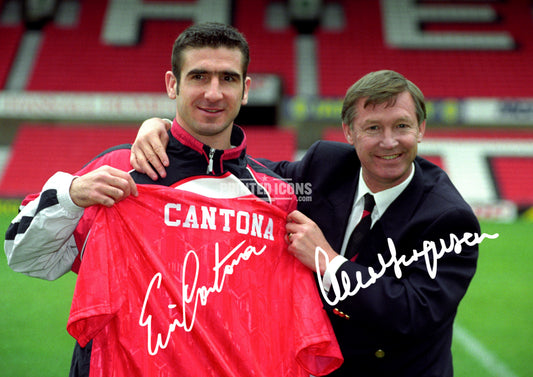 Eric Cantona and Alex Ferguson Manchester United signing autograph print