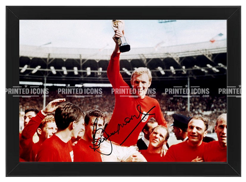 Framed England captain Bobby Moore 1966 World Cup memorabilia