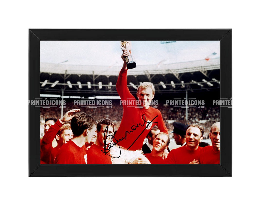 Framed Bobby Moore England 1966 World Cup football print