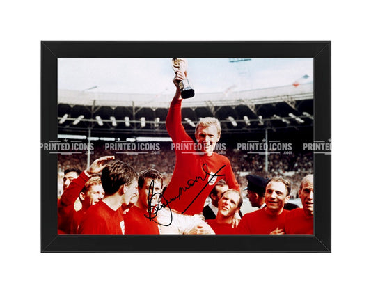 Framed Bobby Moore England 1966 World Cup football print