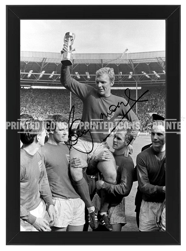Framed Bobby Moore 1966 World Cup celebration memorabilia